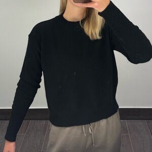 Black crewneck knit sweater